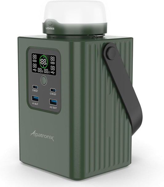 Alpatronix PX800 Portable Power Bank Station (93000mAh), 300Wh Power Station, 95W Outdoor Generator with Detachable LED Lights. 100W Fast Charging and LifePO4 Battery for Camping, Traveling and Emergencies.