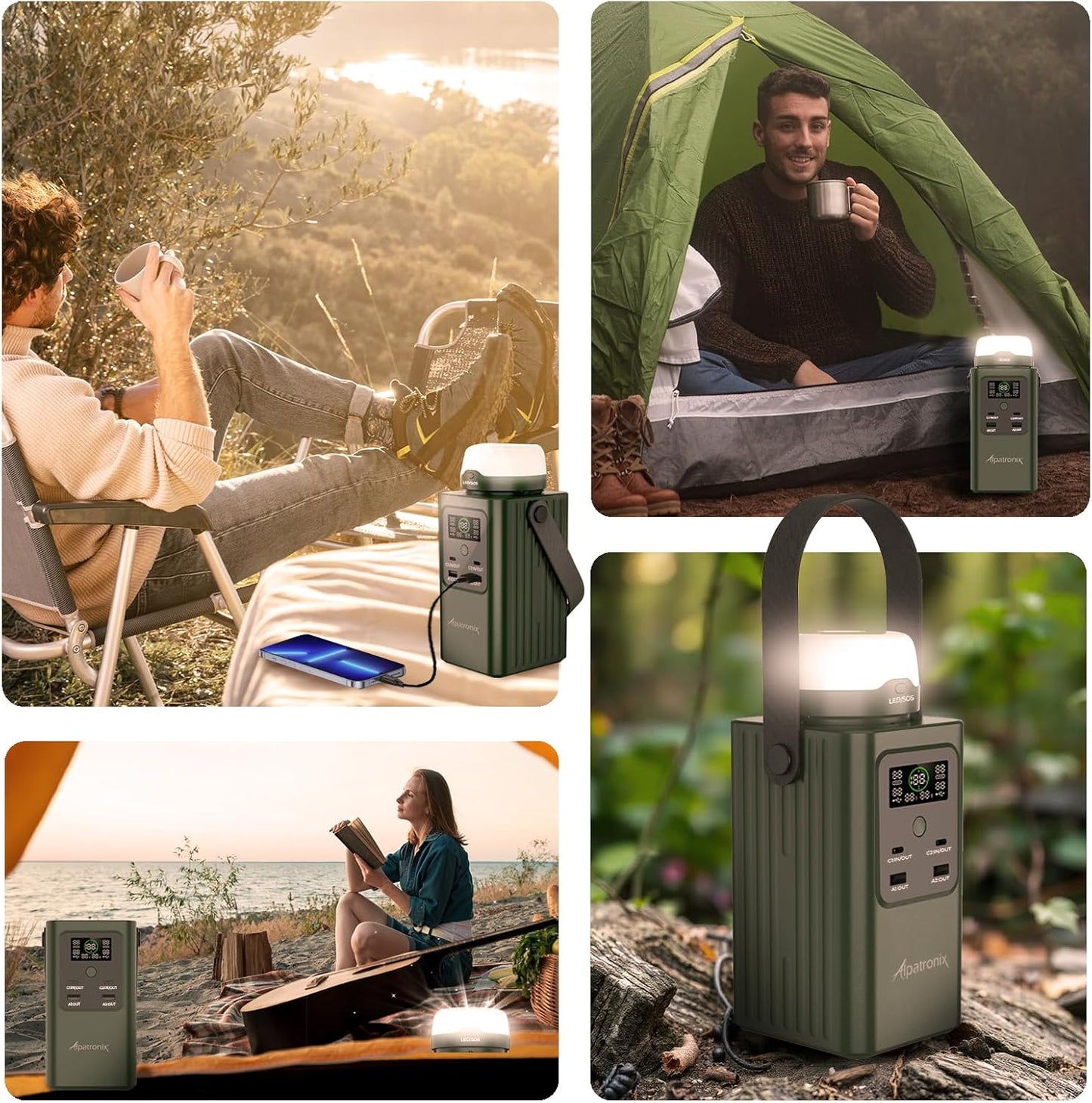 Alpatronix PX800 Portable Power Bank Station (93000mAh), 300Wh Power Station, 95W Outdoor Generator with Detachable LED Lights. 100W Fast Charging and LifePO4 Battery for Camping, Traveling and Emergencies.
