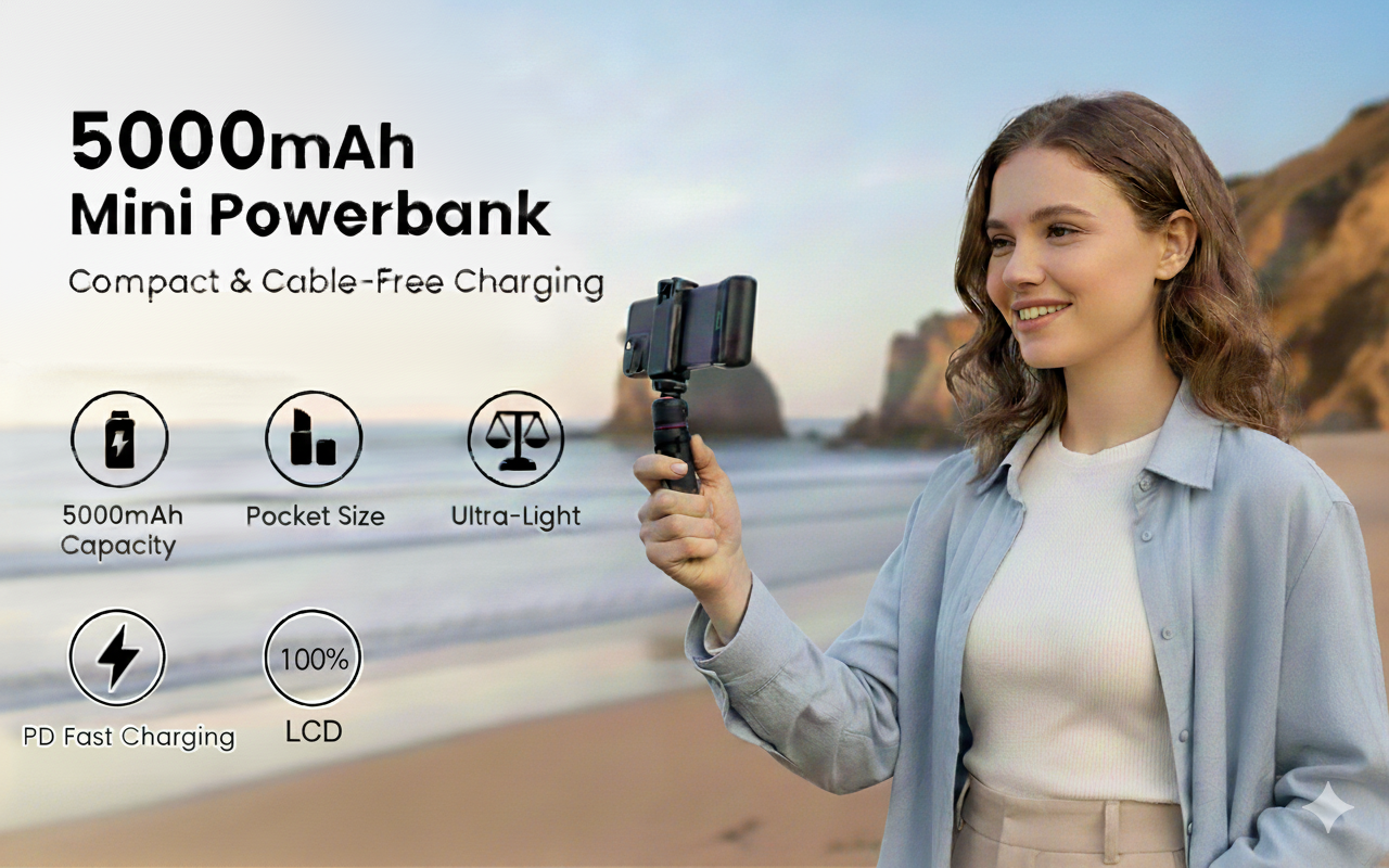 PX200 Portable Charger for iPhone 17/16/15 USB-C Small Power Bank 20W 5,000mAh PD Fast Charging Battery Pack for iPhone17/16/15 Series, Samsung Galaxy S25/S24/S23 Android (PX200 Black)