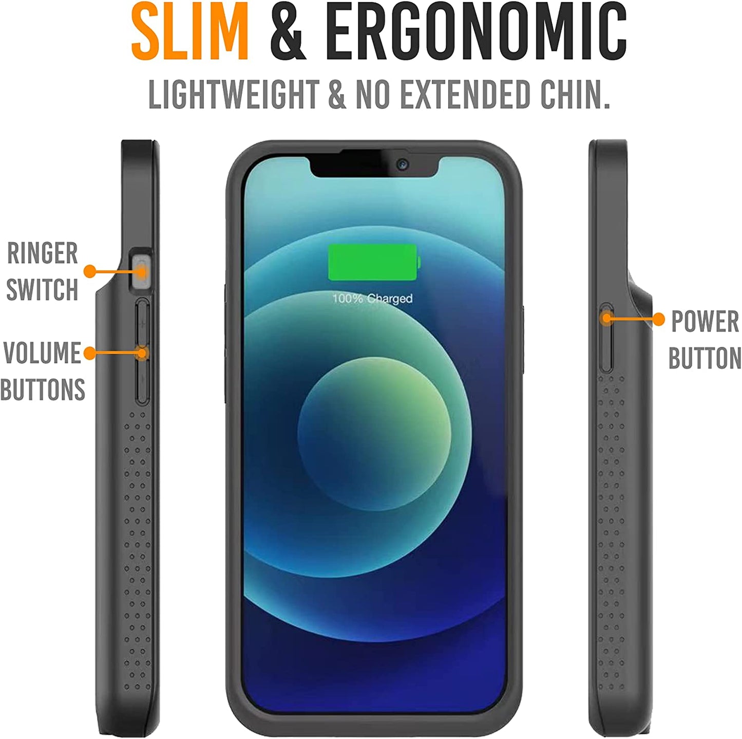 Battery Case for iPhone 15 Pro Max, 15 Plus, 14 Pro Max, 14 Plus, 13 Pro Max, and 12 Pro Max, 7000mAh Wireless Charging Case with 15W Fast Charging Power Bank (BX15PMW)