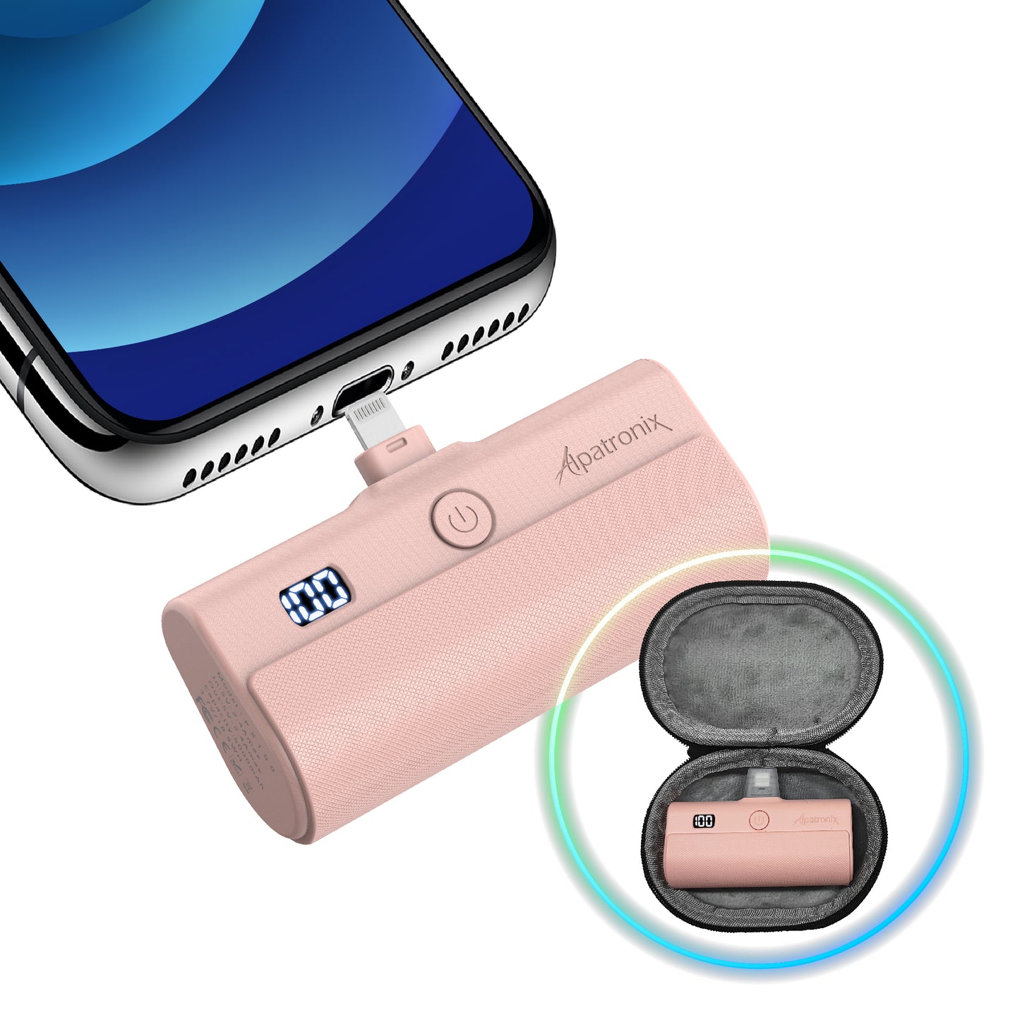 PX100 Portable Charger - 5000mAh for iPhone, iPad, AirPods, Travel Case